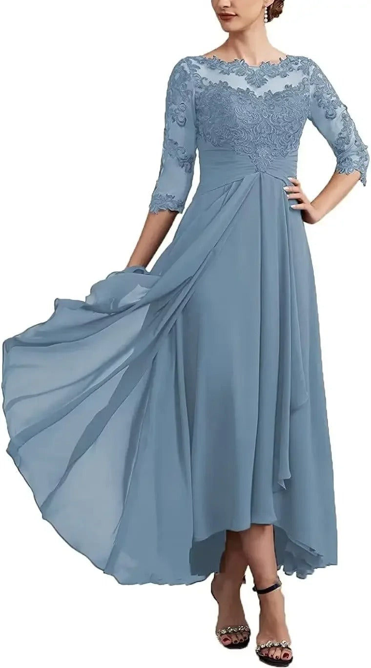 MB | Chiffon Maxikleid mit transparenten Ärmeln in Midi-Länge