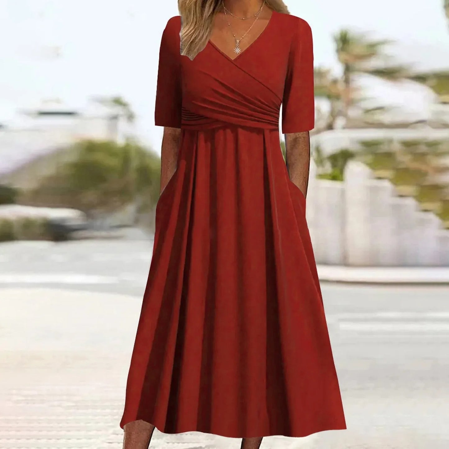 MB | Maxikleid mit V-Ausschnitt