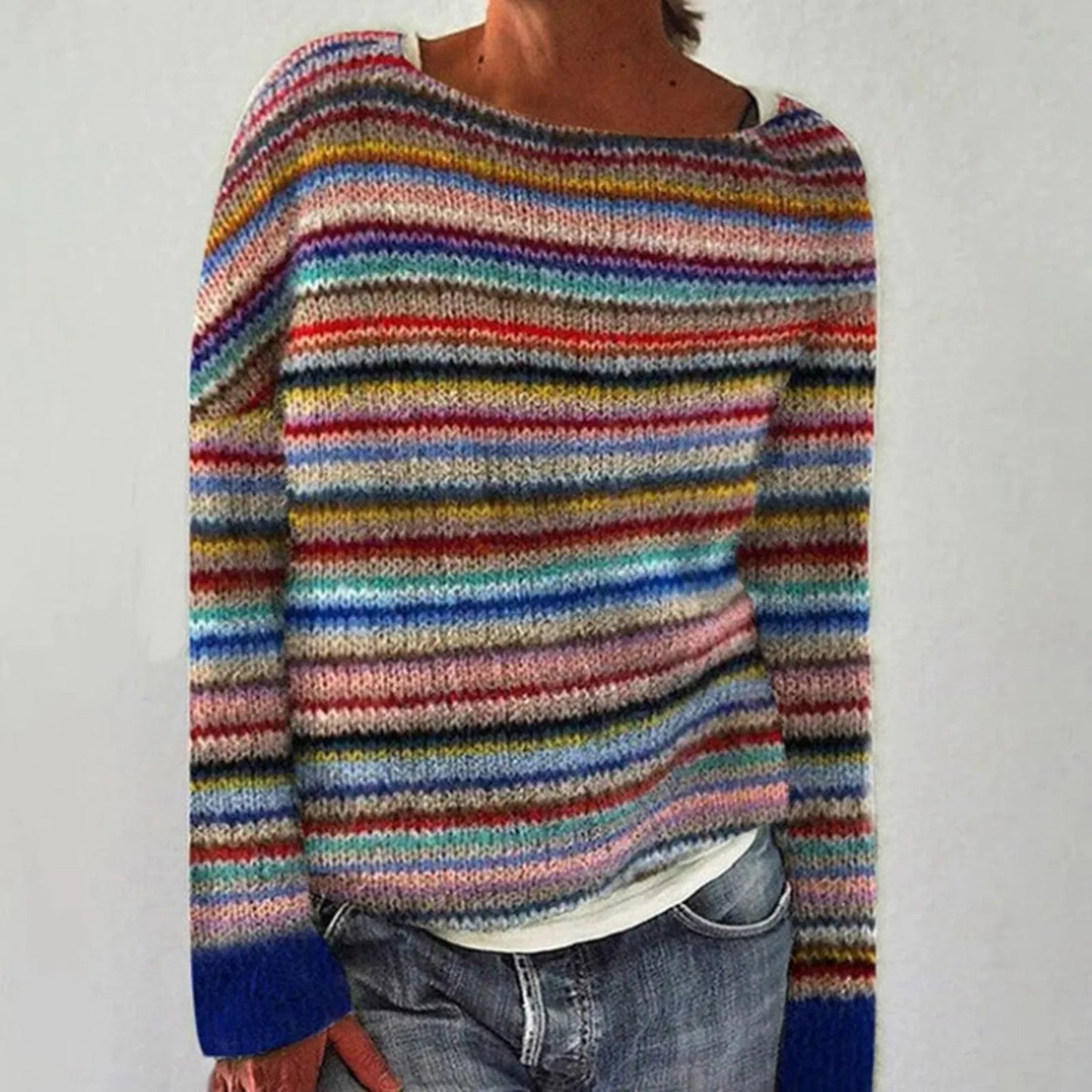 MB | Colorblock-Strickpullover mit gestreiften Ärmeln