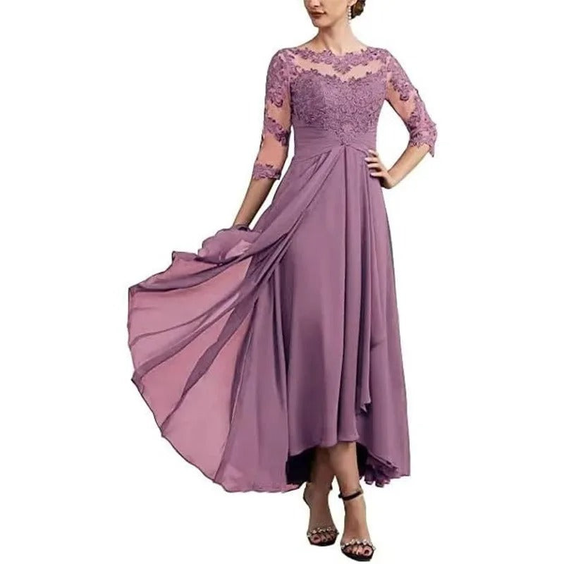 MB | Chiffon Maxikleid mit transparenten Ärmeln in Midi-Länge