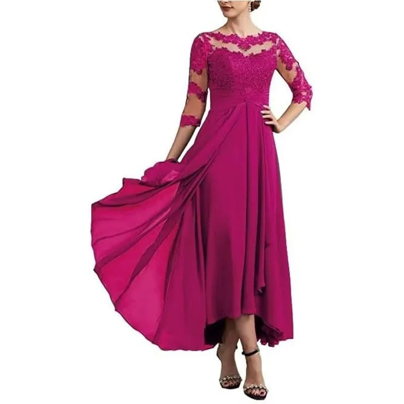 MB | Chiffon Maxikleid mit transparenten Ärmeln in Midi-Länge