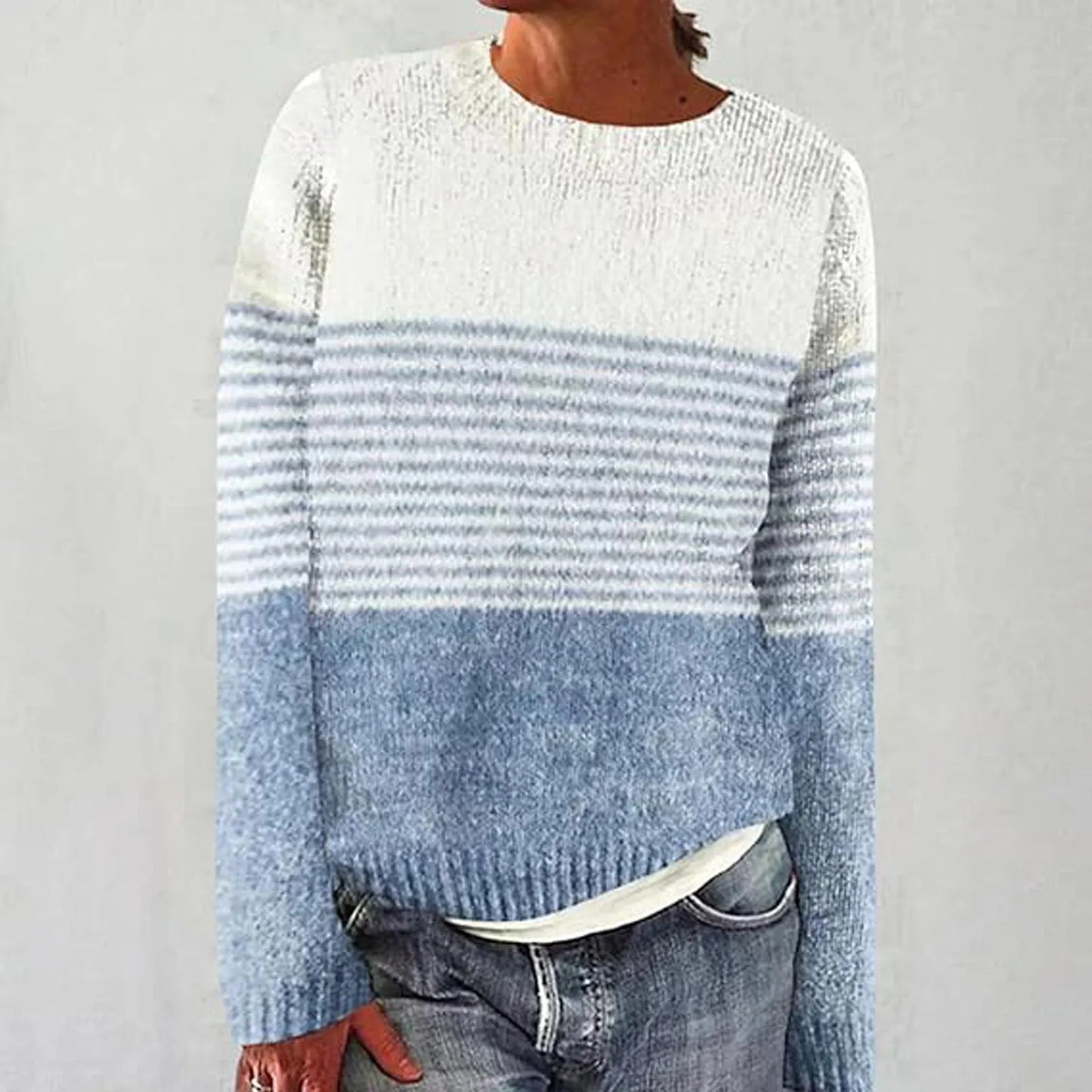 MB | Colorblock-Strickpullover mit gestreiften Ärmeln
