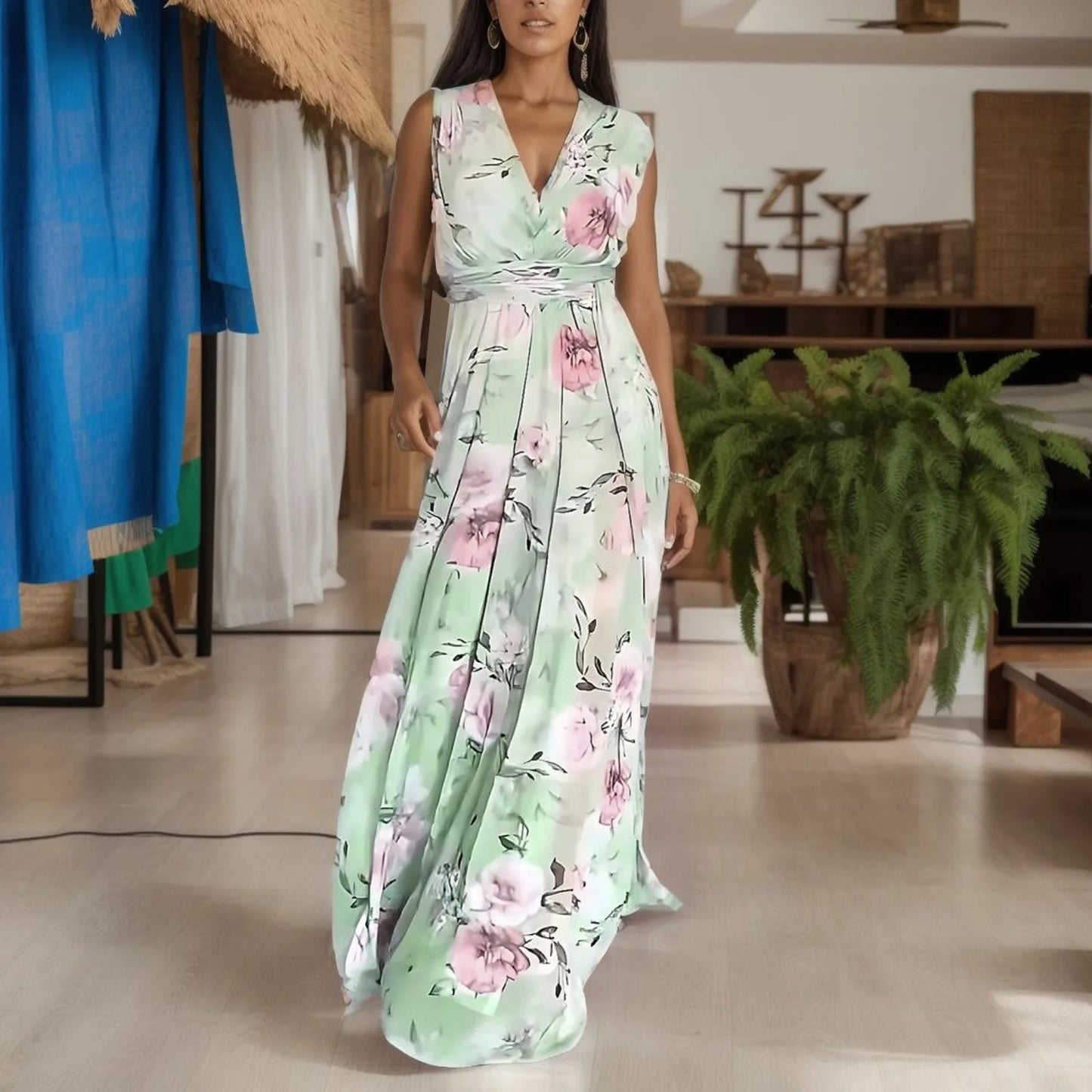 MB | Geblümtes Maxikleid mit Schlitz