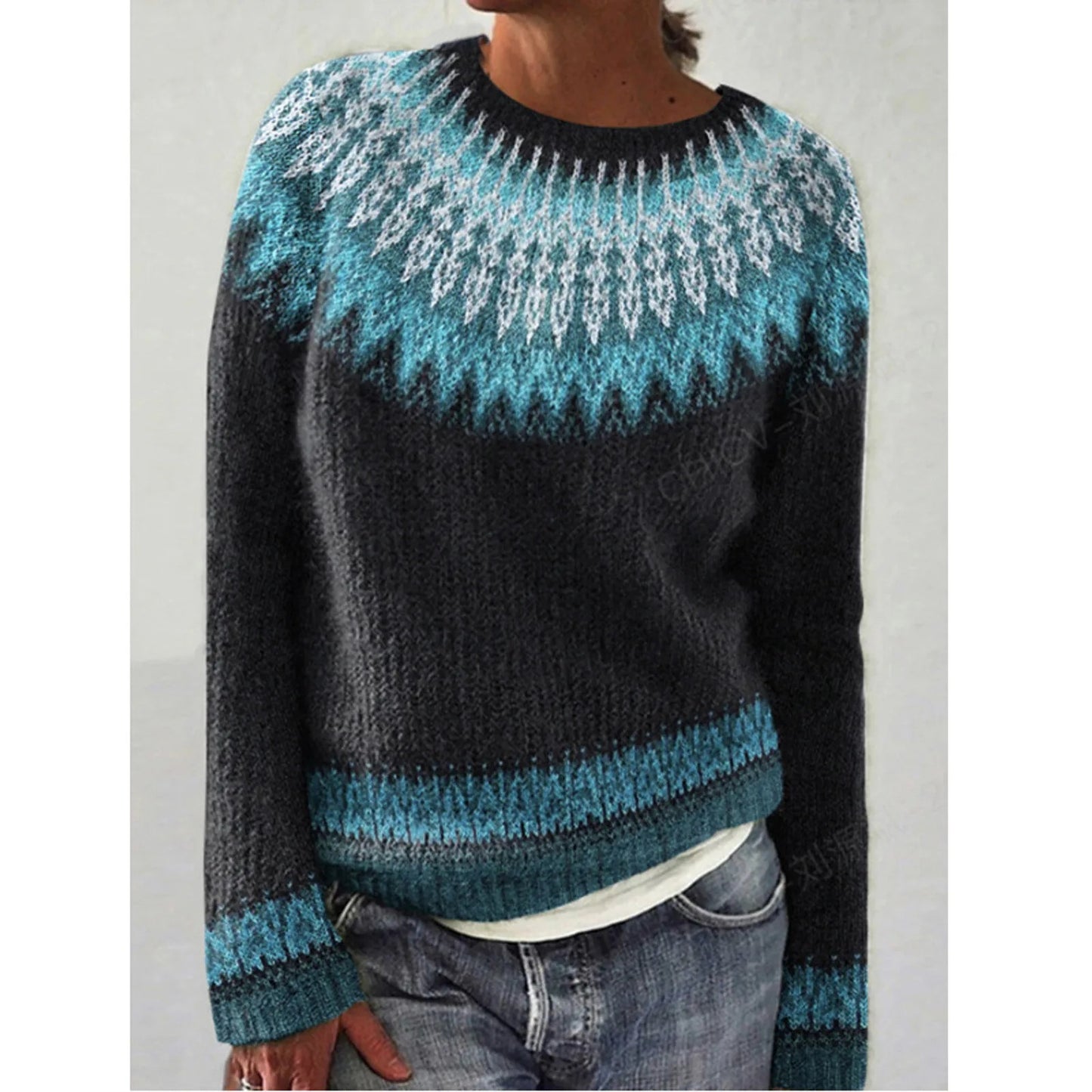 MB | Colorblock-Strickpullover mit gestreiften Ärmeln