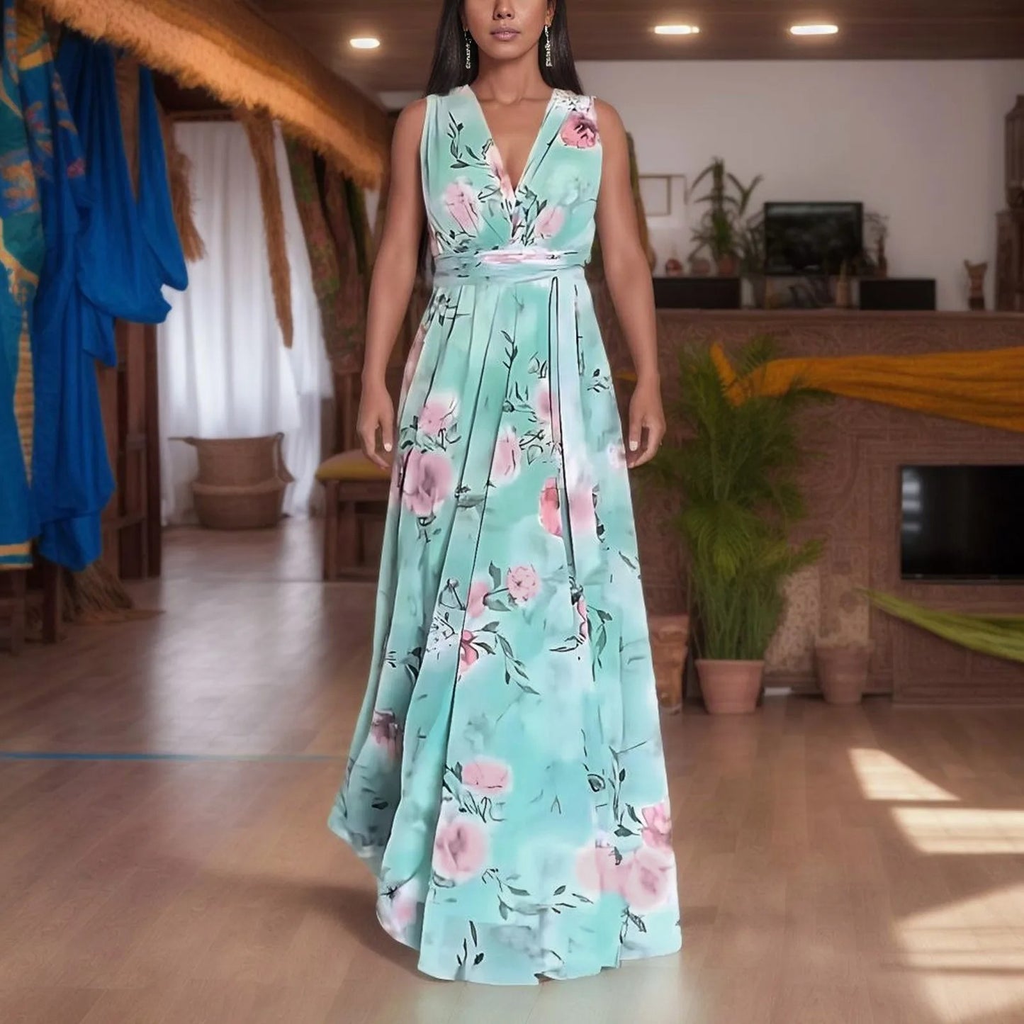 MB | Geblümtes Maxikleid mit Schlitz