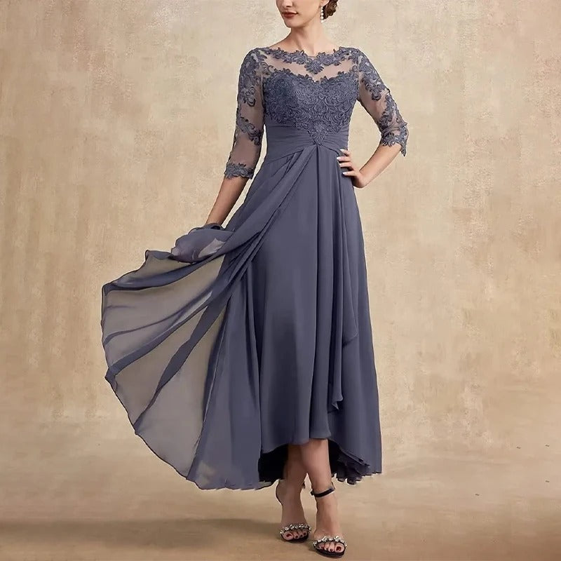 MB | Chiffon Maxikleid mit transparenten Ärmeln in Midi-Länge