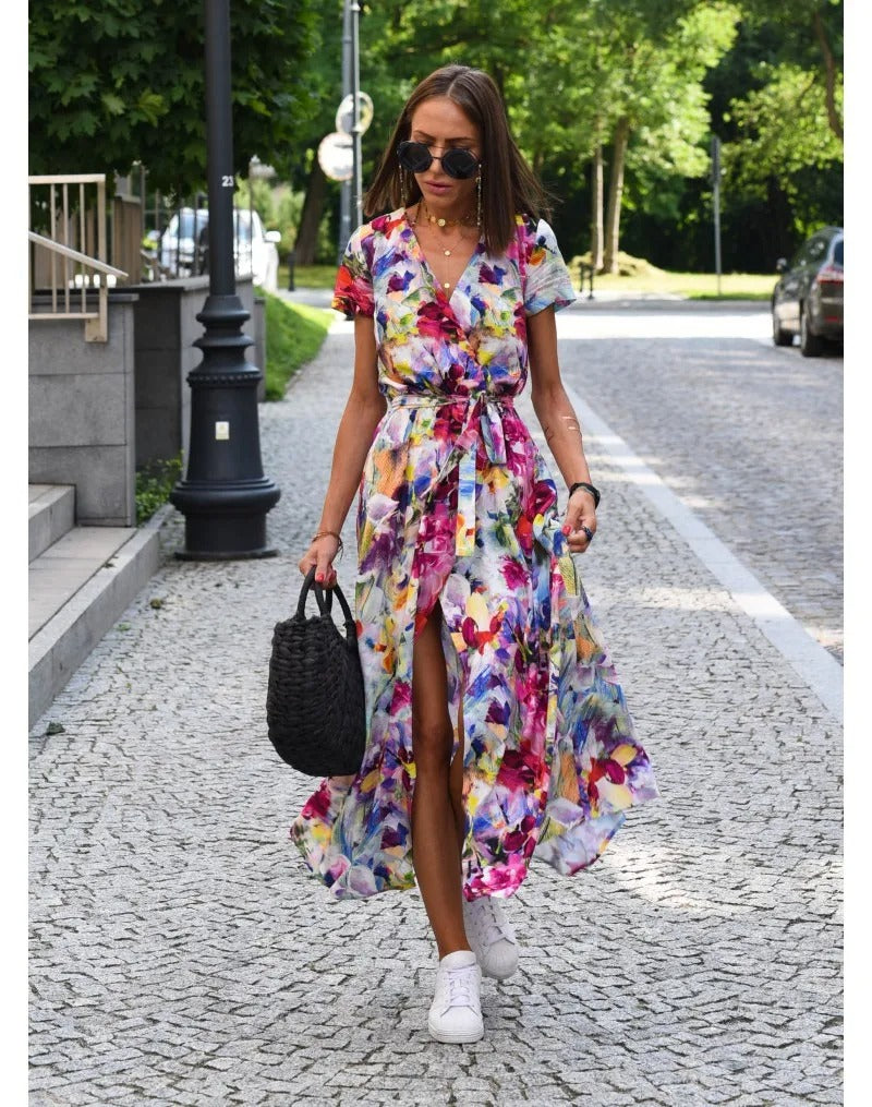 MB | Bedrucktes Sommer-Midikleid mit Schlitz