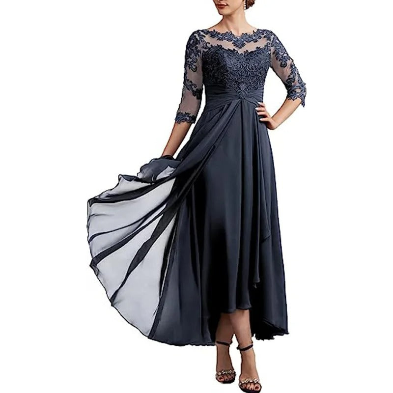 MB | Chiffon Maxikleid mit transparenten Ärmeln in Midi-Länge