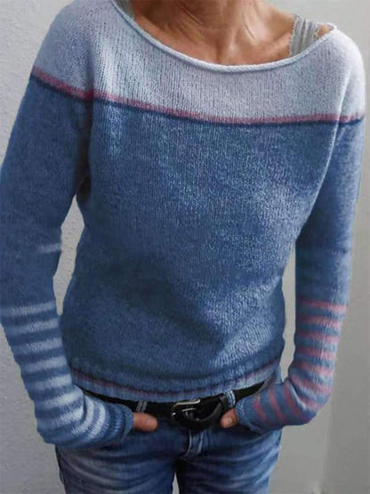 MB | Colorblock-Strickpullover mit gestreiften Ärmeln