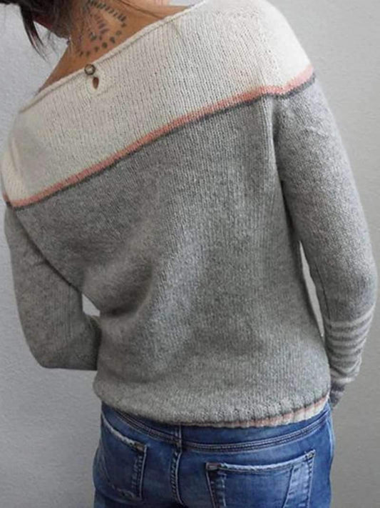 MB | Colorblock-Strickpullover mit gestreiften Ärmeln