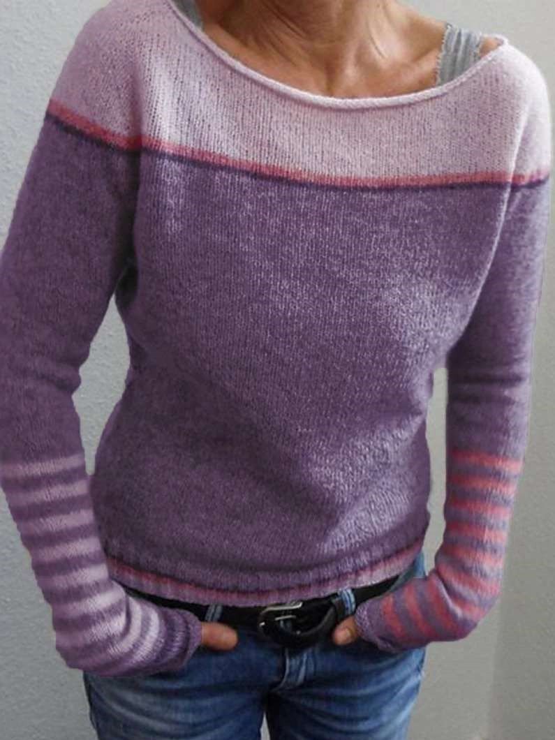 MB | Colorblock-Strickpullover mit gestreiften Ärmeln