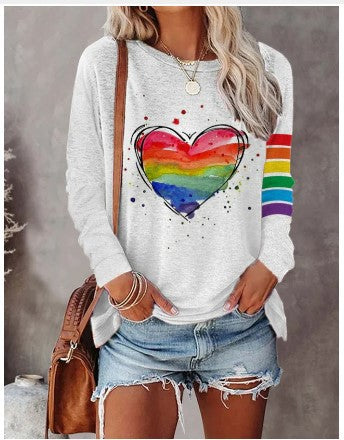 MB | Langärmeliges Shirt mit Regenbogenherz-Print