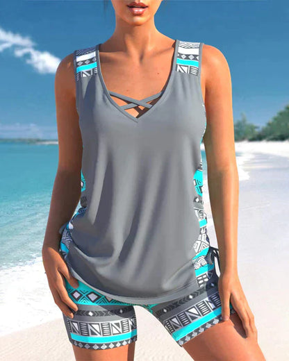 MB | Tankini mit Tribal-Print und überkreuztem Detail