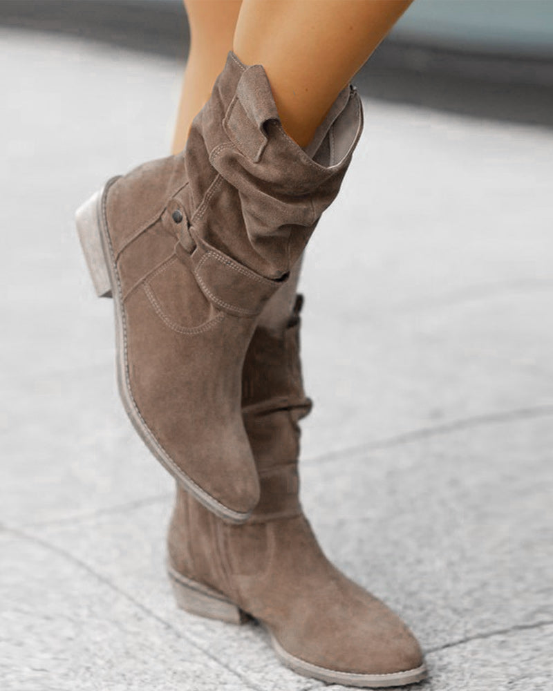 MB | Mid-Calf-Stiefel mit Riemen-Detail