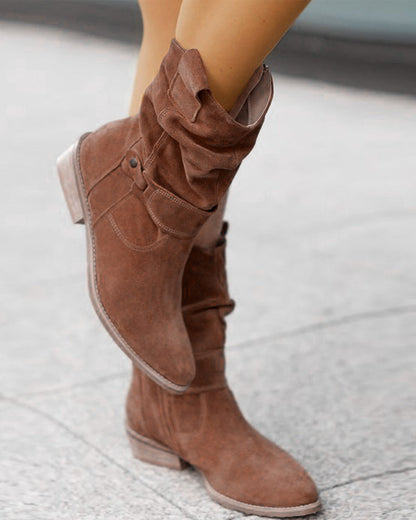 MB | Mid-Calf-Stiefel mit Riemen-Detail