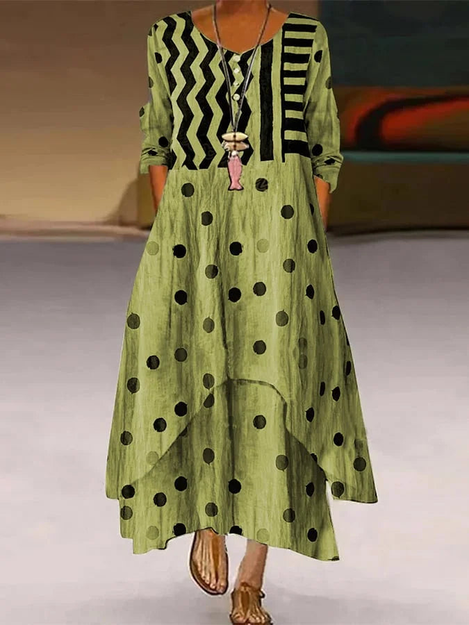 MB | Maxikleid mit Polka Dot und geometrischem Muster