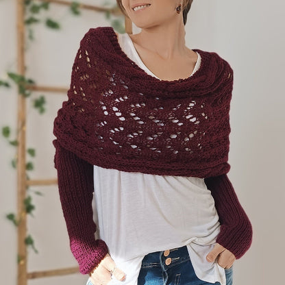 MB | Eleganter Strick-Wickelpullover mit durchbrochenem Detail