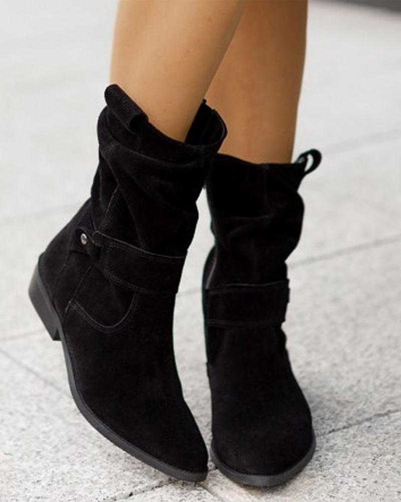 MB | Mid-Calf-Stiefel mit Riemen-Detail