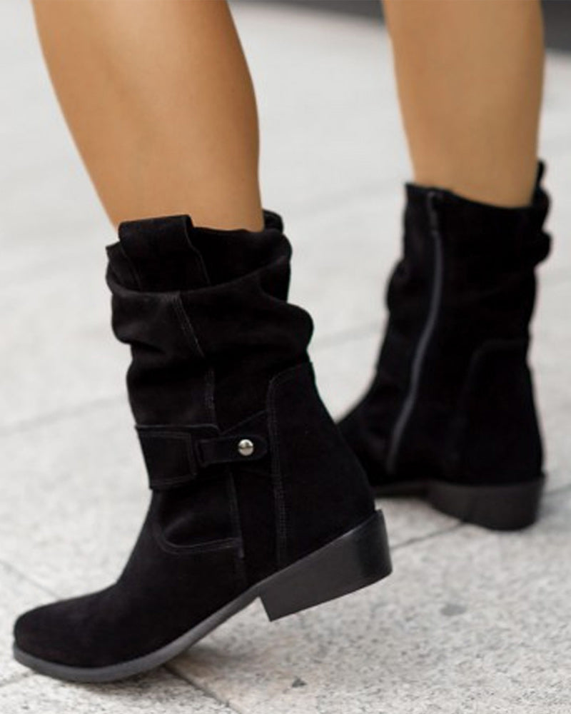 MB | Mid-Calf-Stiefel mit Riemen-Detail