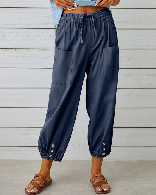 MB | Bequeme Cargohose mit Kordelzug und Knöpfen
