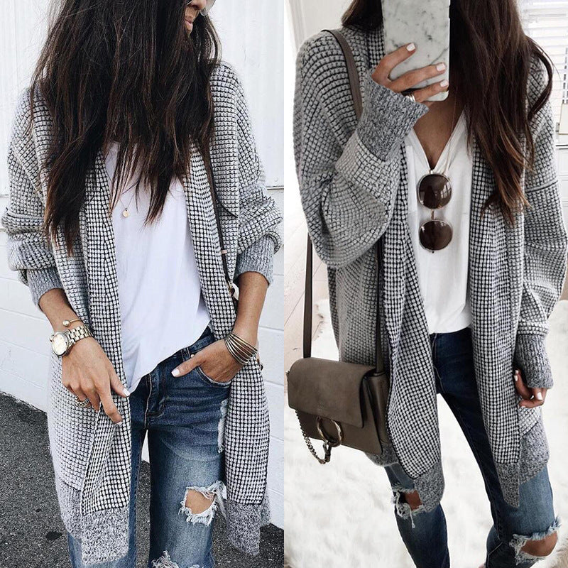 MB | Lockere Karo-Strickjacke