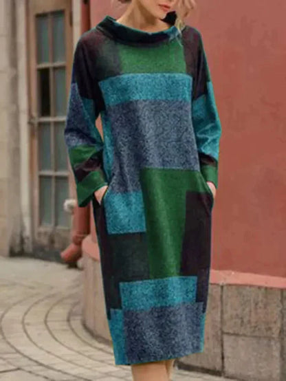 MB | Langärmeliges Midikleid aus Patchwork