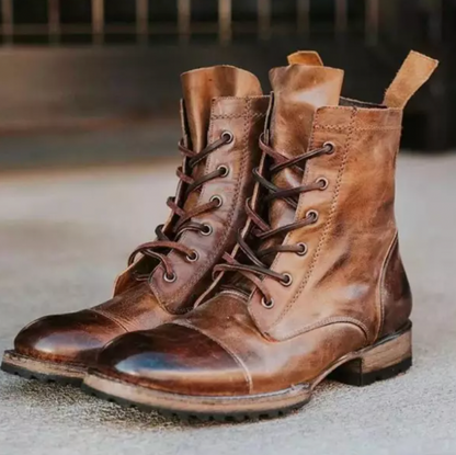 MB | Klassische robuste Vintage-Leder-Schnürstiefel