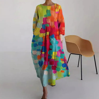 MB | Elegantes, farbenfrohes Sommerkleid mit Aufdruck