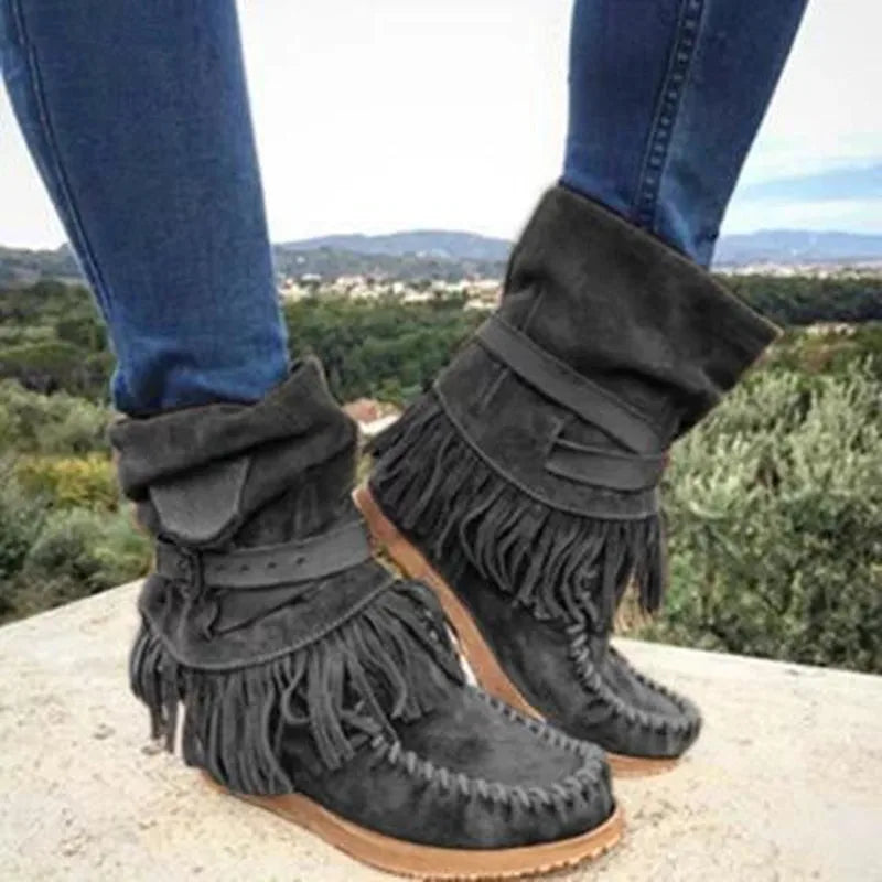 MB | Boho Fransen Mokassin Stiefel