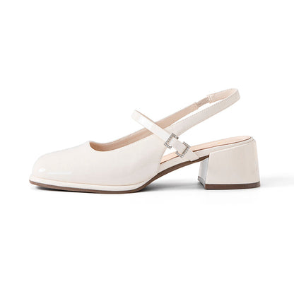 MB | Damen Faux Leder Schnalle Block Heels