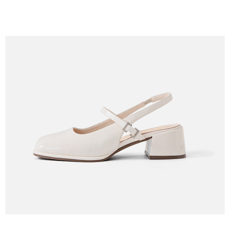 MB | Damen Faux Leder Schnalle Block Heels