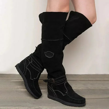 MB | Boho-inspirierte kniehohe Mokassin-Stiefel