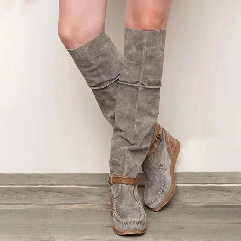 MB | Boho-inspirierte kniehohe Mokassin-Stiefel