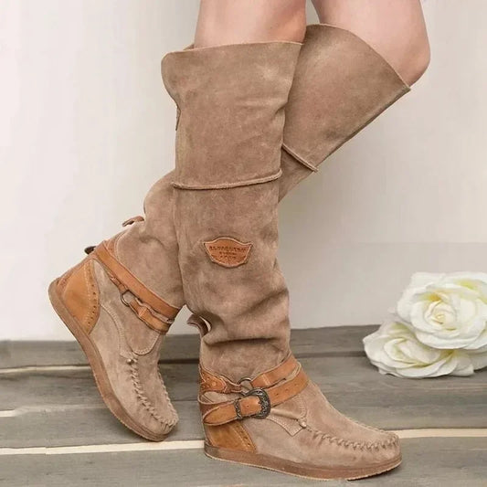 MB | Boho-inspirierte kniehohe Mokassin-Stiefel