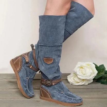 MB | Boho-inspirierte kniehohe Mokassin-Stiefel