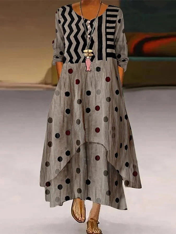 MB | Maxikleid mit Polka Dot und geometrischem Muster