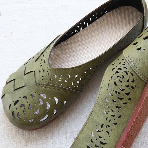 MB | Atmungsaktive Leder-Flats im Vintage-Stil