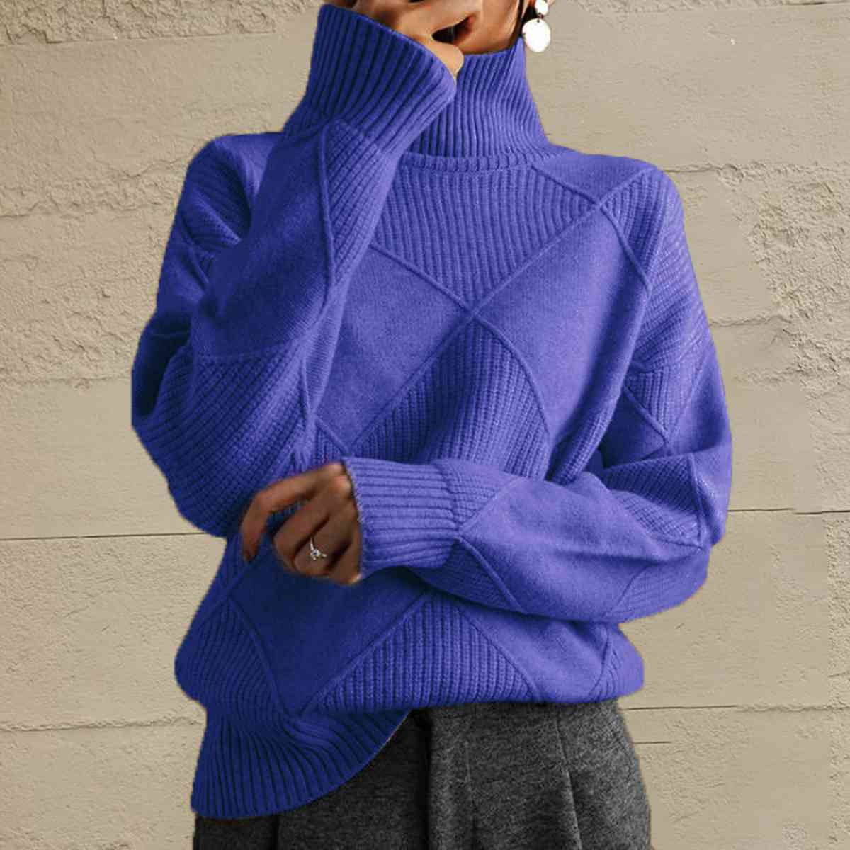 MB | Schicker Turtle-neck pullover aus geometrischem Strick