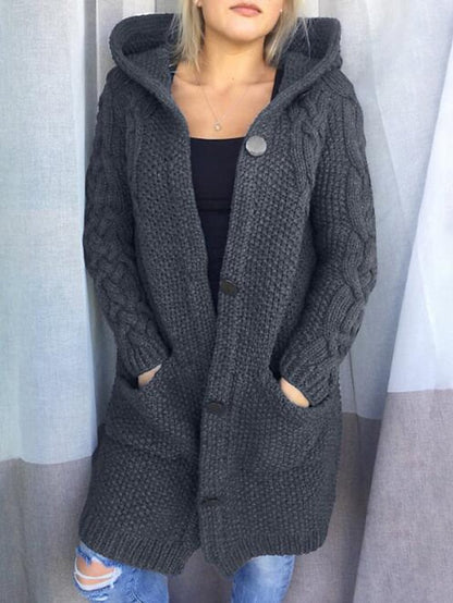 MB | Strickjacke mit Kapuze aus Grobstrick