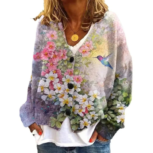 MB | Geblümte Strickjacke mit Knöpfen