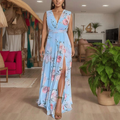 MB | Geblümtes Maxikleid mit Schlitz